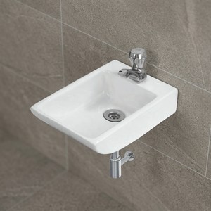Lavabo rectangulaire blanc en céramique sur pied pour salle de bain, écologique et moderne, idéal pour hôpitaux et villas - Product Image 2