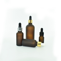 Bouteille de sérum en verre dépoli avec un compte-gouttes huile essentielle ambre 10 ml Pipette emballage cosmétique fond épais 30ml flacon compte-gouttes