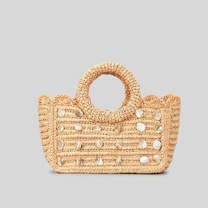 Nouveau Sac à Main en Coquillages Fait Main Printemps-Été pour Femme, Sac de Plage en Paille Tressée, Panier de Plage Simple en Paille - Product Image 1