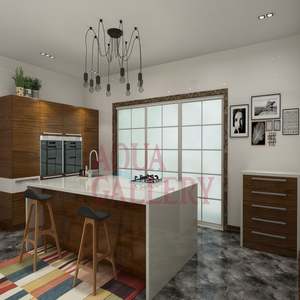 Ensemble complet de meubles de cuisine en placage de bois, style moderne, armoire de rangement classique en PVC avec tous les accessoires - Product Image 1