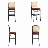 Chaise de bar en rotin en gros avec structure en fer, siège tressé nordique, tabouret de comptoir pour café, restaurant, bistrot, pub