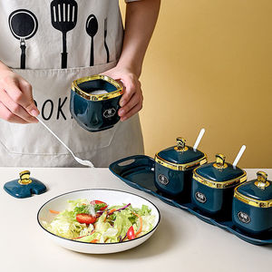 Bocaux à épices de <span class=keywords><strong>luxe</strong></span> en plastique style nordique, avec couvercle, boîte à sel MSG, salière à poivre pour cuisine domestique - Product Image 5