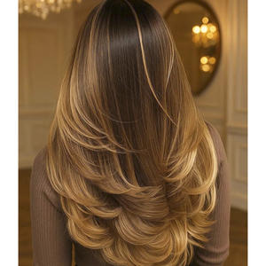 Perruque en dentelle transparente HD, cheveux humains vierges européens, pré-épilés, avec des mèches blond <span class=keywords><strong>champagne</strong></span>, style juif, vague corporelle - Product Image 4