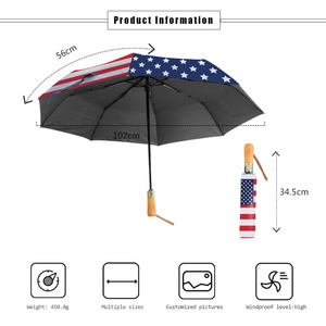 Luxury 3-Fold Fully-Automatic Waterproof Windproof Wooden Handle Modern Dual-Folding <b>Umbrella</b> Straight Business Gifts Custom - Product Image 6