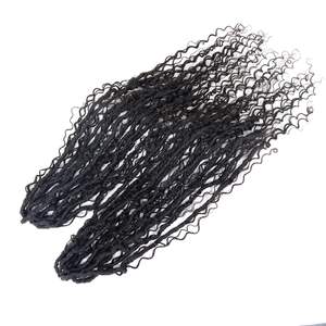 Pre-looped Crochet Boho Faux Locs con cabello humano Rizado extremos Boho Hair Braids Goddess Dreadlocks Hair para mujeres negras 24 hebras - Product Image 6
