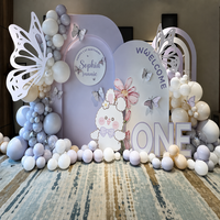Toile de fond pour 1er anniversaire sur le thème de la forêt, rose, avec friandises, animaux de la jungle, panneau KT, ensemble de ballons, fond de fête pour photomaton