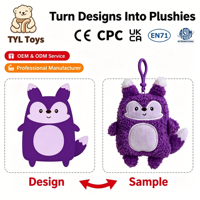 Ensemble de porte-clés personnalisés en peluche certifiés CE CPC, breloques en peluche douce pour cadeaux de rentrée scolaire, vente en gros, faible MOQ