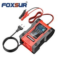 Chargeur de batterie FOXSUR 12V 24V pour voiture, bateau, moto, chargeur de batterie au plomb à réparation par impulsions 12V 6A avec écran LCD