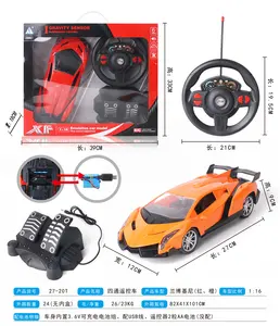 1:16 Scale RC Drift Racing Stunt Car Game Toys Gravity Induction Charging 4 Channel Remote Control Car Toy With Lights
