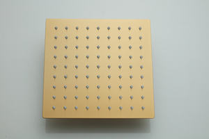 Ensemble de <span class=keywords><strong>douche</strong></span> thermostatique carré <span class=keywords><strong>en</strong></span> or brossé, mitigeur mural apparent avec pommeau de pluie, bec de <span class=keywords><strong>baignoire</strong></span> et douchette à main - Product Image 5