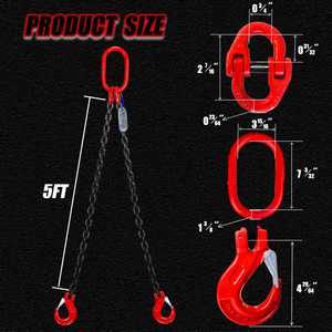 Eslingas de Cadena de Acero Galvanizado Soldado con Grado G80/G100 para Trabajo Pesado y Almacenamiento, Eslinga de Cadena Ajustable de 4 Patas G80 (1 - Product Image 5
