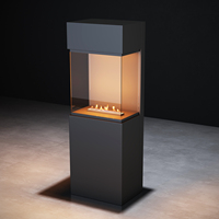 Cheminée à éthanol de qualité supérieure, sur pied, pour intérieur, avec vue sur 3 côtés en verre, brûleur à éthanol pour la décoration de villa