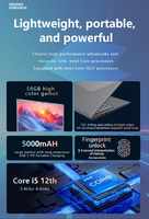 Alta specificazione 12th Gen I7 1255U 8GB 16GB 32GB RAM 128GB 256GB 512GB 1TB SSD 15.6 pollici computer portatile per le imprese