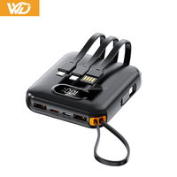 Nouvelle mini batterie externe électronique 10000 mAh, mince et portable, avec câble USB-C, Powerbanks 10000 mAh