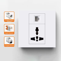Prise murale universelle 3 broches 10A avec ports réseau Cat6/USB Type-C/fibre optique, 1 prise, norme britannique, prise électrique intelligente