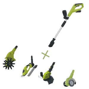 4 trong 1 21V điện pin điện không dây đa dụng cụ làm vườn mini tiller + chuỗi Trimmer + Cỏ Cắt + Weed quét