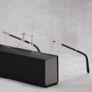 MS 91714 Marco cuadrado de titanio <span class=keywords><strong>Gafas</strong></span> ópticas sin montura de metal para hombres Diseño rectangular de <span class=keywords><strong>moda</strong></span> para leer - Product Image 1