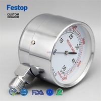 Festop Extreem nauwkeurige manometer voor lage druk, 3'' wijzerplaat, overspanningsbeveiliging, roestvrijstalen manometer