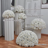 Nouveau Design Grande Taille Blanc Lait Pur Diamant Soie Artificielle Rose Fleur Boule Centres De Table De Mariage Banquet Décoration De Table