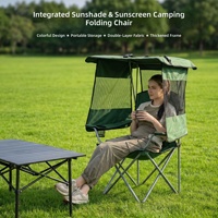 Chaise pliante d'extérieur en aluminium avec auvent, fauteuil de camping et de pêche anti-UV avec dossier pliable