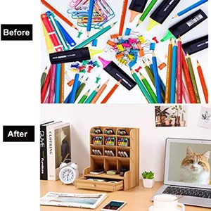 Hot Selling Office Desk Organizer Wooden Multi-Functional Diy Pen Holder Box With <strong>Storage</strong> <strong>Draw</strong> - Product Image 4