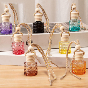 Wholesale Custom Logo 8ml Hanging Perfume <b>Car</b> <b>Diffuser</b> Empty <b>Car</b> Air Freshener Perfume Glass <b>Bottle</b> with Wood Lid - Product Image 1