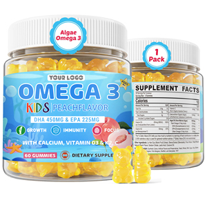 Fabrication de produits de marque privé<span class=keywords><strong>e</strong></span> Gummies d'oméga 3 DHA et <span class=keywords><strong>EPA</strong></span> avec calcium, vitamine D3 et K2 pour enfants, soutien à la croissance, à la concentration et à l'immunité - Product Image 1