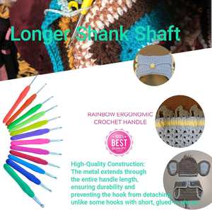 9Pcs/<b>Set</b> Simple Multicolor Plastic Handle Aluminum Silicagel Eco-Friendly High-quality Crochet Hooks Hand Knitting <b>Set</b> Yarn - Product Image 4