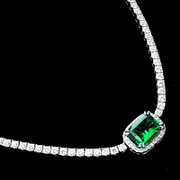 Collar de cadena de tenis con esmeraldas de laboratorio de corte esmeralda de oro de 18K OEM, hecho a medida, delicado, herencia, joyería fina con logotipo personalizado, cadena de cuerda