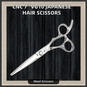 Ciseaux de barbier de 7 pouces en acier inoxydable japonais VG10, lame droite pour droitier, manche moyen, 30 dents, ciseaux à cheveux - Product Image 2