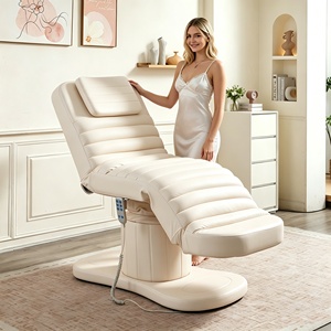 Luxury Lash Beds for Salon Three Motors <strong>Electric</strong> Cosmetic Massage Bed Beige Leather Light Brown Massage <strong>Table</strong> - Product Image 2