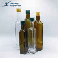 Vente en gros de bouteilles en verre vides carrées brunes/vertes Marasca pour huile d'olive de cuisine, avec bouchon à vis, 100 ml, 250 ml, 500 ml, 750 ml, 1 l