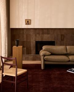 Tapis en laine tufté à la main rouge bordeaux personnalisé, peluche douce, poils coupés 15 mm, tapis moderne fait main, tapis de sol durable, couleur unie - Product Image 2