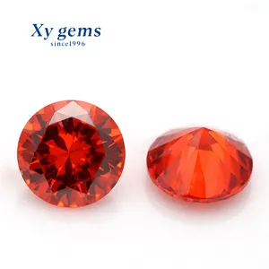 Factory Direct Orange Red Facet Round CZ Cubic Zirconia for Jewelry Sets Making