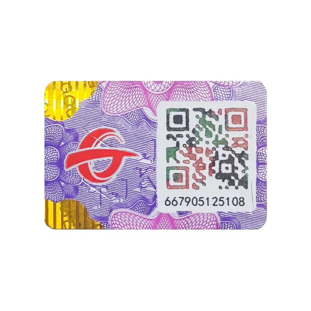 Etiqueta adesiva personalizada evidente de selo de código qr, autenticidade, número de selo único, pode ser verificado, anti-falsificação
