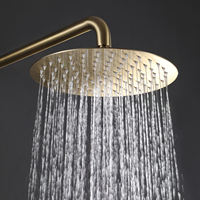 Robinetterie électrique thermostatique en laiton, finition or brossé, système de douche encastré à double poignée avec jet pluie, pour salle de bain, en céramique