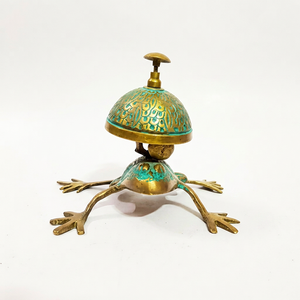 Campana de Escritorio Vintage de Latón con Forma de Rana, Decoración Antigua Pulida para Recepción de Escritorio - Product Image 1