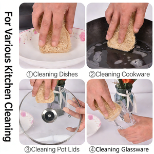 Éponge de nettoyage biodégradable en loofah <span class=keywords><strong>naturel</strong></span>, douce et légère, pour la cuisine et la <span class=keywords><strong>maison</strong></span>, élimine l'huile - Product Image 6