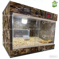 Terrario Inteligente para Reptiles con Doble Termostato, Jaula para Pájaros, Puerta Corredera de Vidrio, Portalámparas de Cerámica, Hábitat de Cría