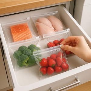 <span class=keywords><strong>Sac</strong></span> en plastique écologique avec fermeture éclair coulissante, emballage de stockage spécial pour la <span class=keywords><strong>congélation</strong></span>, compostable avec joint sécurisé - Product Image 5