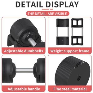Equipo de Fitness, Mancuernas Ajustables con Pintura Negra en Aerosol, Unisex, Peso para Ejercicios Anaeróbicos, Acero Inoxidable, Duradero, Juego de Mancuernas para Uso Doméstico - Product Image 5