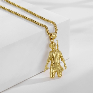 Fabricantes de Colgantes, Joyería Personalizada de Acero Inoxidable, Colgante de Pistola Chapado en Oro para Hombre, Collar con Colgante de Pistola para Chico - Product Image 3