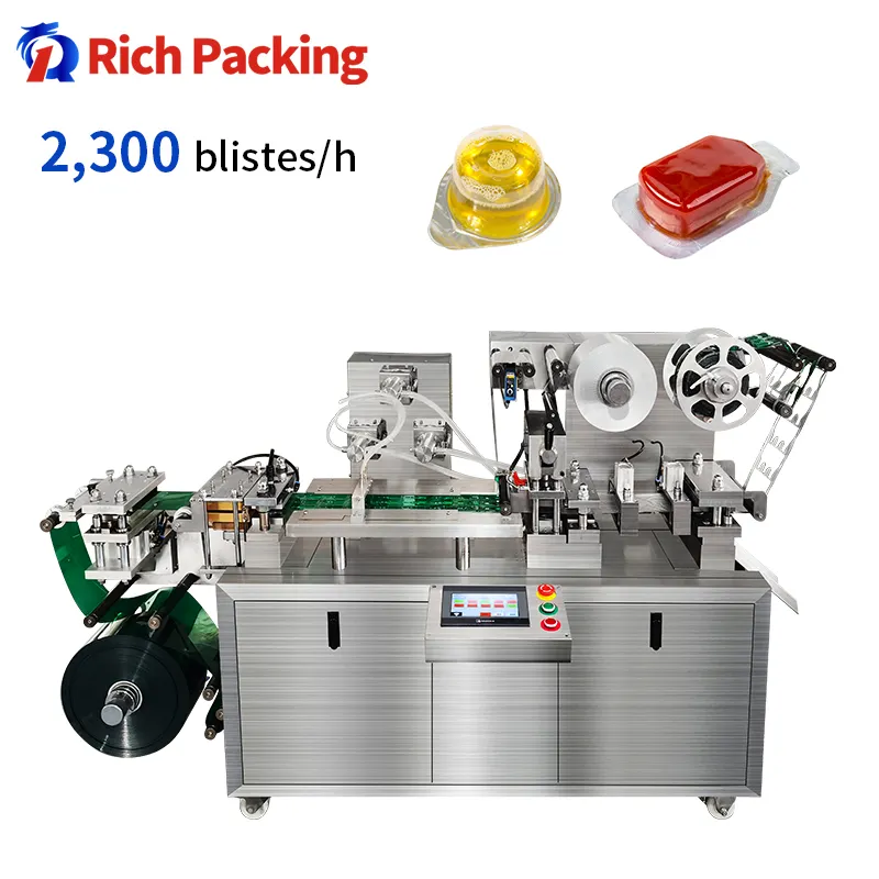 DPP Small Mini Automatic Blister Packing Machine For Honey Sauce Butter Chocolate Paste Peanut Jam Liquid