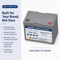 Batterie lithium marine étanche 24V 60Ah 100Ah LiFePO4 pour moteur de pêche à la traîne avec BMS intégré pour les propriétaires de marques - Vente en gros