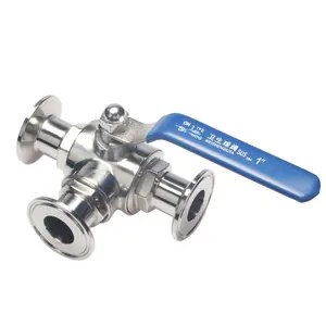 Long Handle Three 3 Way Hydraulic Control Valves 1.5inch Stainless Steel 304 L/T Type 3way Tri Clamp Ball Valve 3way ball valve