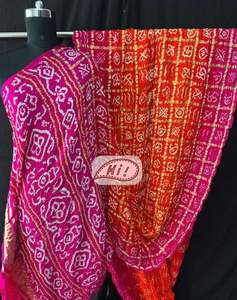 Sari en soie Ghatchola indien de designer, sari de mariée de luxe en soie Gajji Ghatchola par le fabricant au meilleur prix - Product Image 2