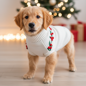 Gift Pet Knitwear <strong>Dog</strong> Cat <strong>Jumper</strong> Sweater with 3D Holly Berry Embroidery Red Green Soft for Holiday Party <strong>Xmas</strong> Photo - Product Image 5