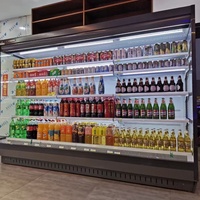Vente chaude Réfrigérateur à rideau d'air à plusieurs niveaux ouvert de 2,5 m, vitrine réfrigérée pour légumes et boissons à vendre