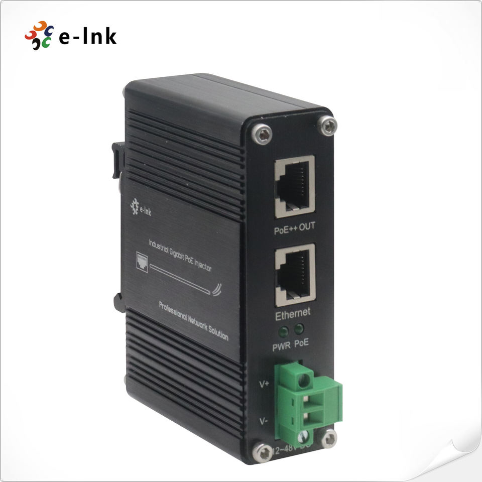 Gigabit Industrial PoE Injector High Power 802.3bt PoE Injector for Industrial Applications -40&deg;C to 80&deg;C
