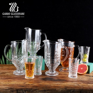 Trong Kho Nhà máy kim cương thiết kế uống trà bình và cốc đặt 1.2L thủy tinh Nước trái cây bình với 6 ly nước uống Bộ - Product Image 5